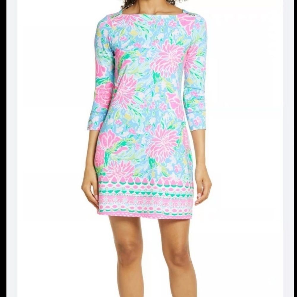 Lilly Pulitzer Medium Zanzibar  Floral Sophie Shift Dress UPF‎ 50